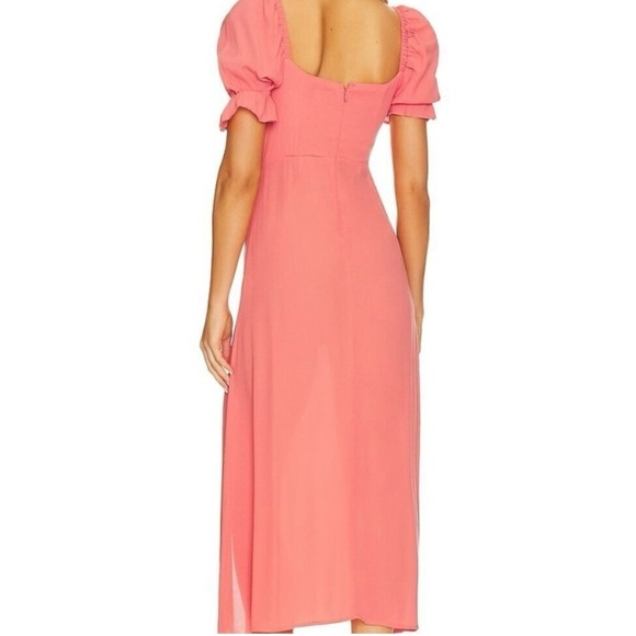 WeWoreWhat Puff Sleeve Midi Dress in Coral - Picture 4 of 11